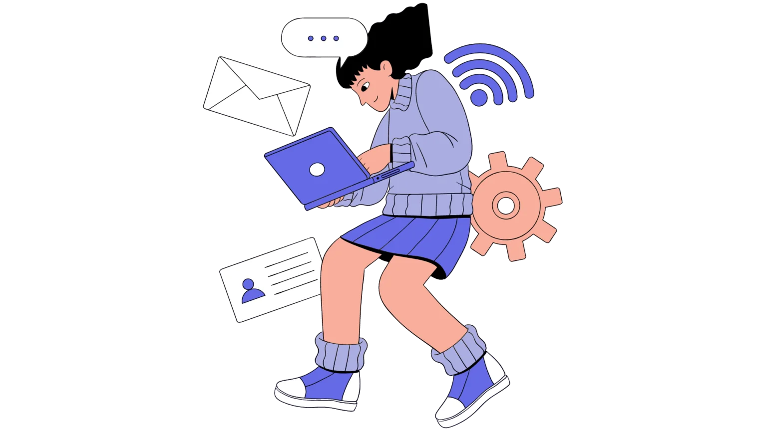 uma pessoa usando um notebook roxo